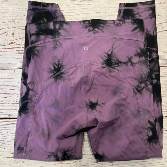 NWT Lululemon Power Thru Tight 25" Over Tie Dye Wisteria Purple Graphite Grey 10